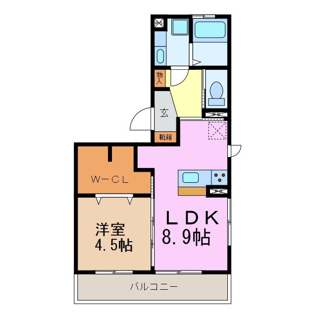 クリア トゥレス C棟(1LDK/3階)の間取り写真