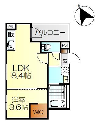 MOVE広本町サウス(1LDK/3階)の間取り写真
