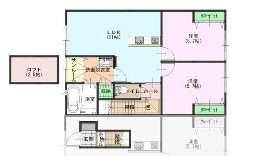 プレインIIIB(2LDK/2階)の間取り写真