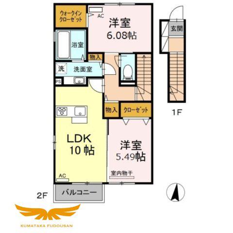 D-ROOM帯山(2LDK/2階)の間取り写真