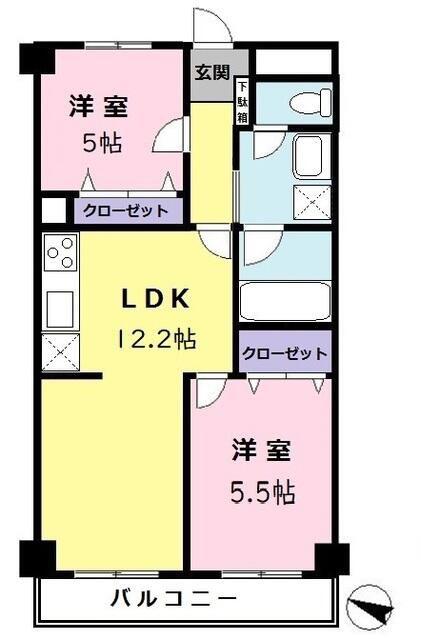 グランビューあざみ野(2LDK/4階)の間取り写真