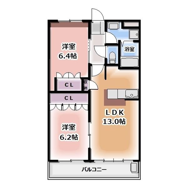 ガーデニングヒルズ五条(2LDK/3階)の間取り写真