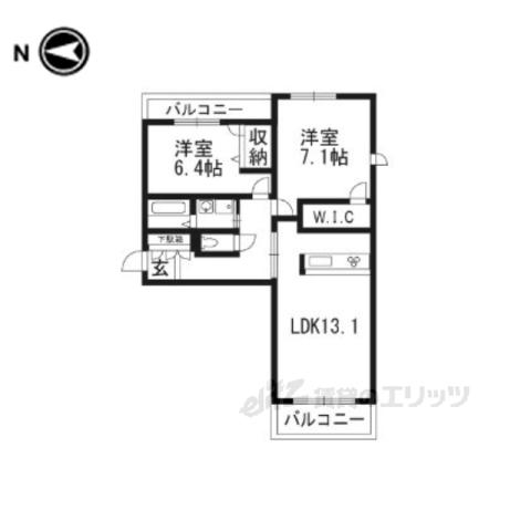 神楽コート上桂(2LDK/3階)の間取り写真