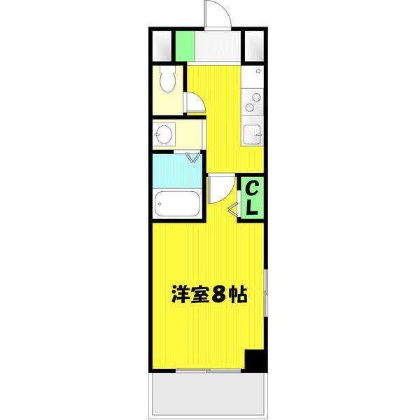 シャトー桜川(1K/3階)の間取り写真