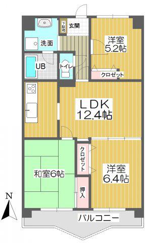 リヴェール石神井(3LDK/1階)の間取り写真
