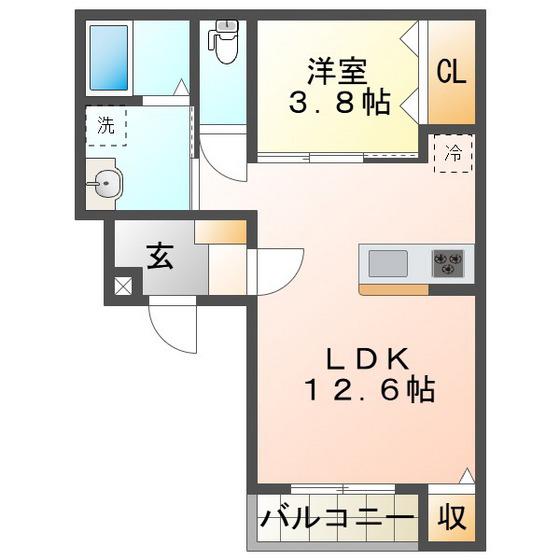 AKATSUKI RESIDENCE 久居野村(1LDK/3階)の間取り写真