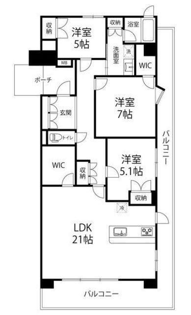 グランスイートハートアイランド(3LDK/6階)の間取り写真