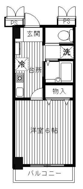 ハーモニーハイツ(1K/6階)の間取り写真