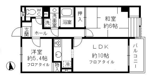 昭島コートエレガンスC棟(2LDK/4階)の間取り写真