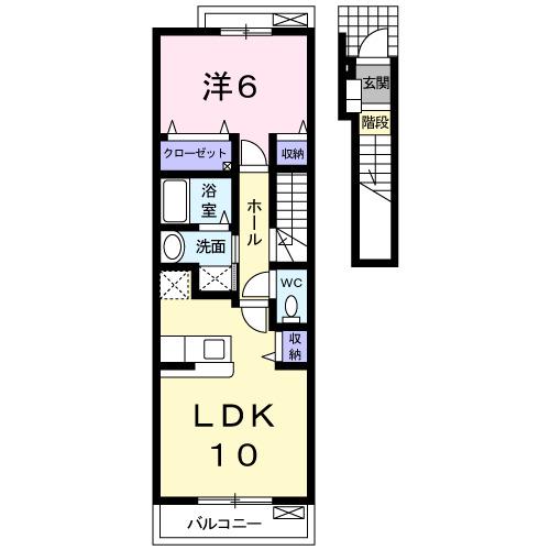 ファミールS I(1LDK/2階)の間取り写真