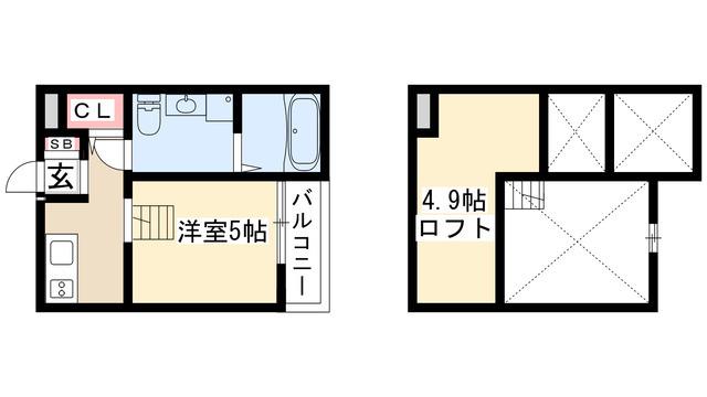 ラクーチェ(1K/1階)の間取り写真