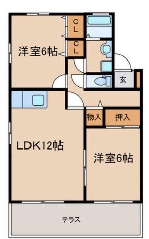 サニーホームズ宮ノ陣 B棟(2LDK/2階)の間取り写真