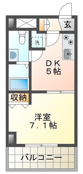 東亜建設第5ビル(1DK/3階)の間取り写真