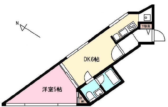 グランドソレイユVI(1DK/4階)の間取り写真