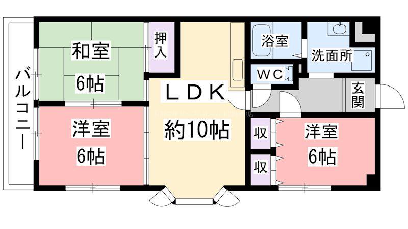 ライトパティオ上(3LDK/3階)の間取り写真