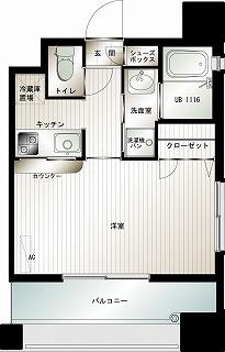 エンクレスト薬院(1K/6階)の間取り写真