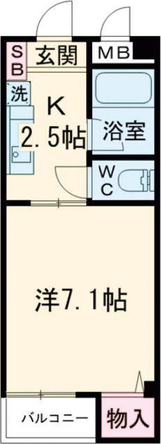 グラン山下(1K/4階)の間取り写真