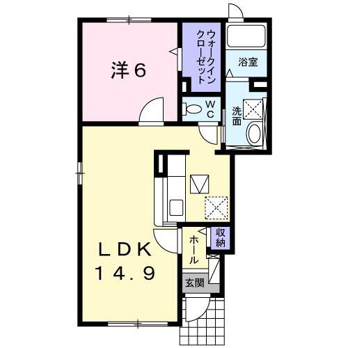 セレステI(1LDK/1階)の間取り写真