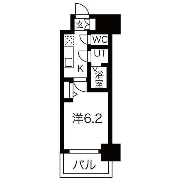メイクスWアート今池III(1K/9階)の間取り写真