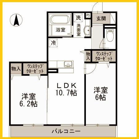 グラシューズ(2LDK/1階)の間取り写真