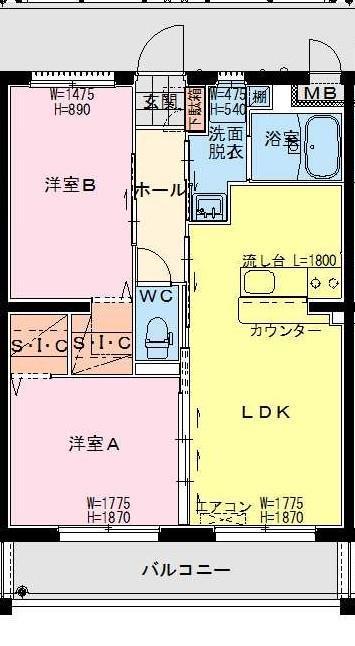 MAISON・GLYCINE(2LDK/3階)の間取り写真