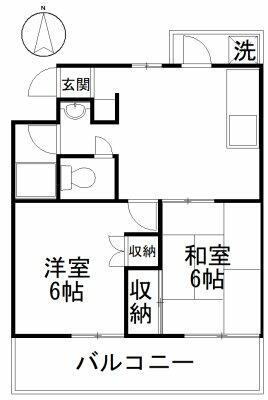 ヒルズ司I号館(2DK/3階)の間取り写真