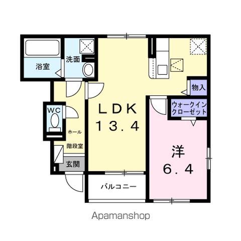 ファミーユ花栄B(1LDK/1階)の間取り写真