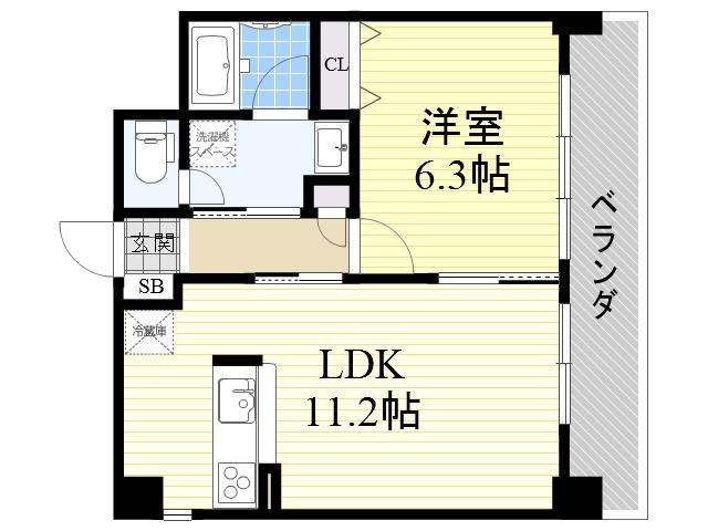 サンフレンズ新森(1LDK/5階)の間取り写真