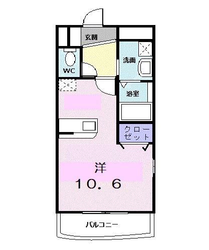 シャンドフレーズII(ワンルーム/2階)の間取り写真