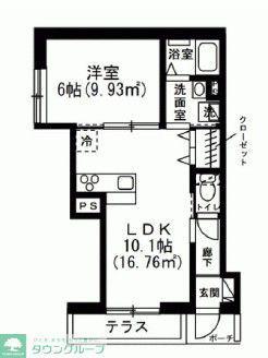 ロクス・センペル(1LDK/1階)の間取り写真