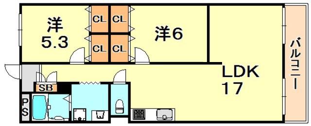 フルール星が丘(2LDK/3階)の間取り写真