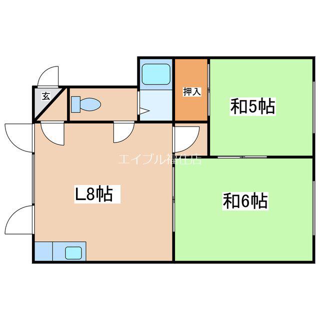 コーポにれ(2LDK/2階)の間取り写真