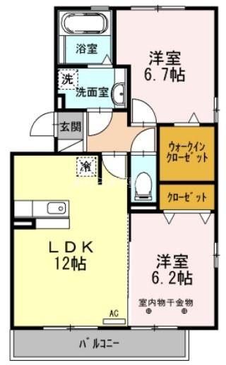 ウィスタリア(2LDK/2階)の間取り写真