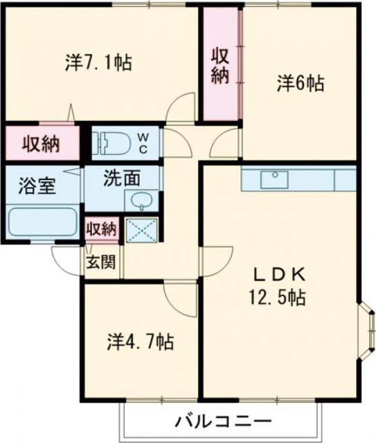 サンビレッジ葉山 E棟(3LDK/1階)の間取り写真