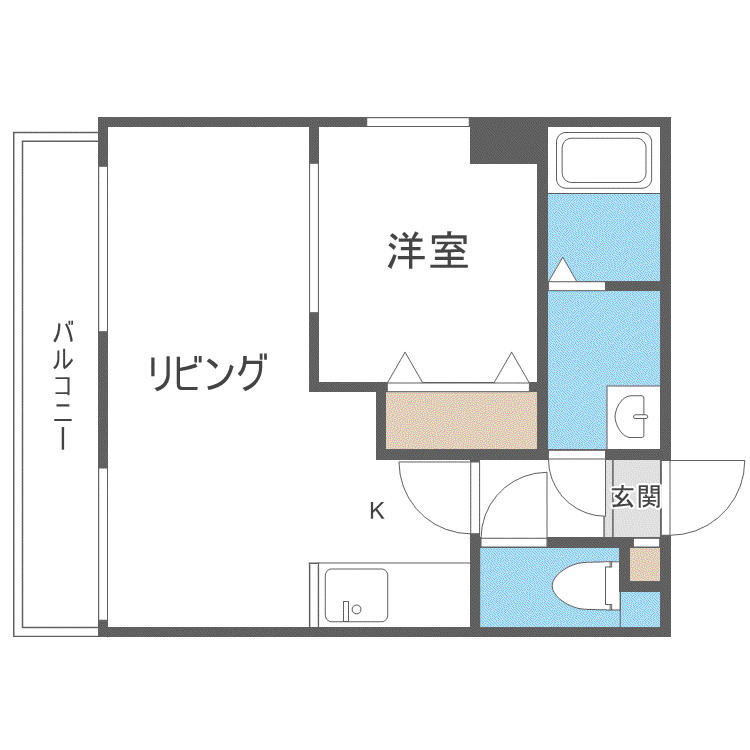 ヒルズ本通(1LDK/2階)の間取り写真