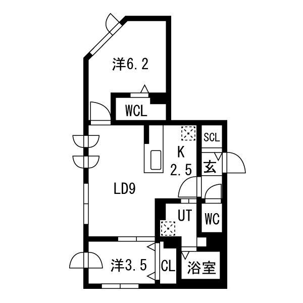 BLANC JENIS N25(2LDK/4階)の間取り写真