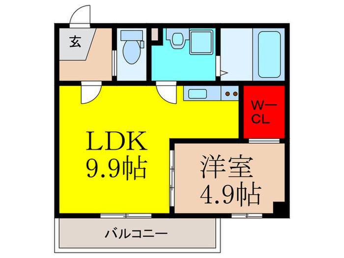スカラ豊津(1LDK/2階)の間取り写真