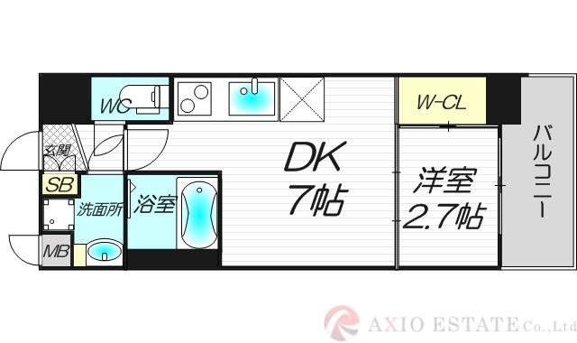セレニテ西中島アリア壱番館(1DK/2階)の間取り写真