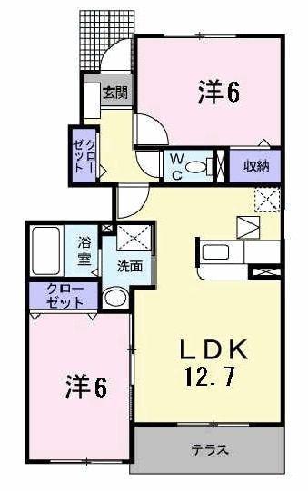 アベニールA(2LDK/1階)の間取り写真