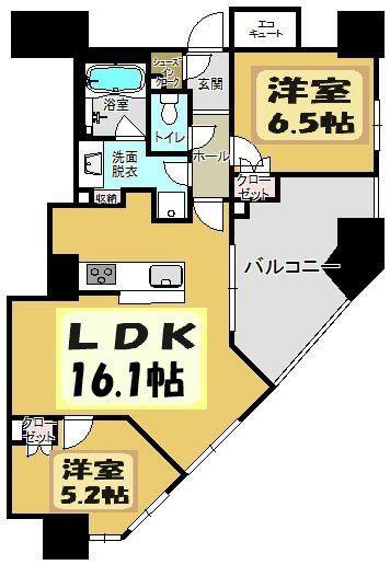 グローリオ越谷ステーションタワー(2LDK/12階)の間取り写真
