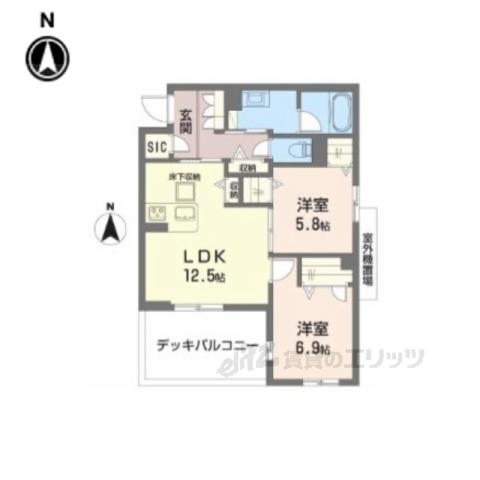 シャーメゾン 清風(2LDK/1階)の間取り写真