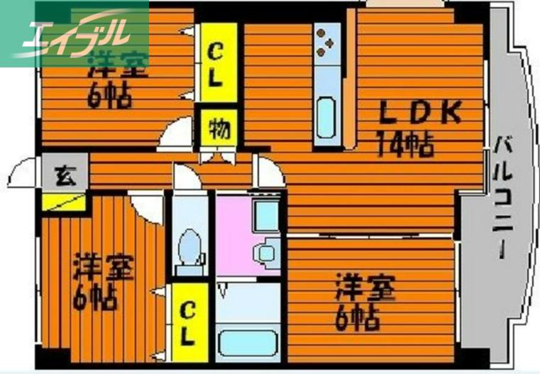 アークハイツ鹿田(3LDK/6階)の間取り写真