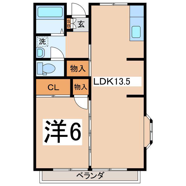 ドエル春日居A(1LDK/2階)の間取り写真