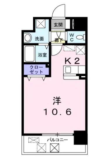 クラウン パレス(ワンルーム/6階)の間取り写真