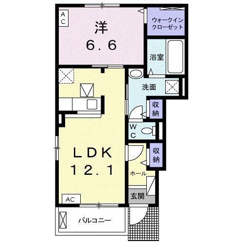 ラ・ポーム A(1LDK/1階)の間取り写真