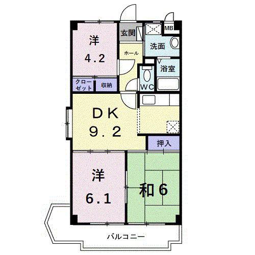エミネンス深井(3DK/3階)の間取り写真