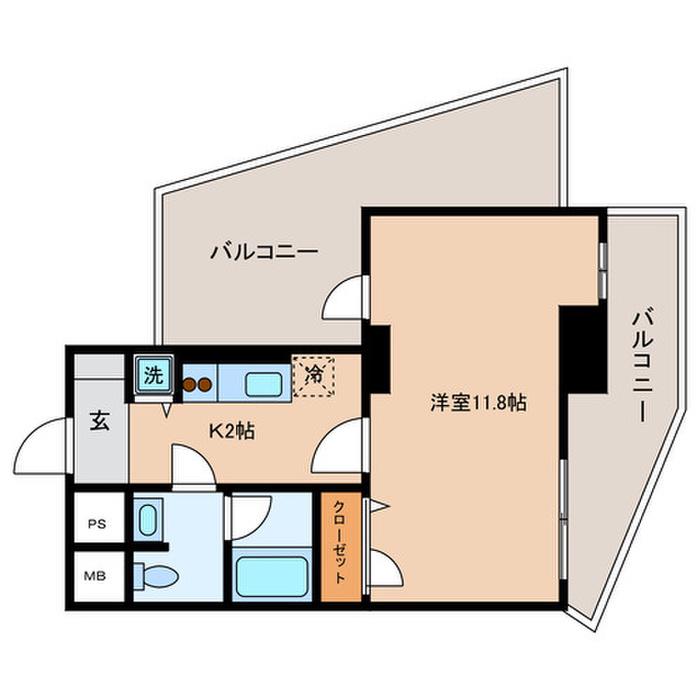 PARK STAGE・K(1K/5階)の間取り写真