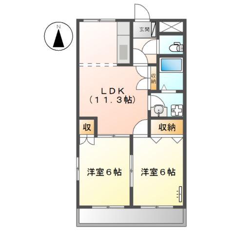メゾンハッピネス(2LDK/1階)の間取り写真