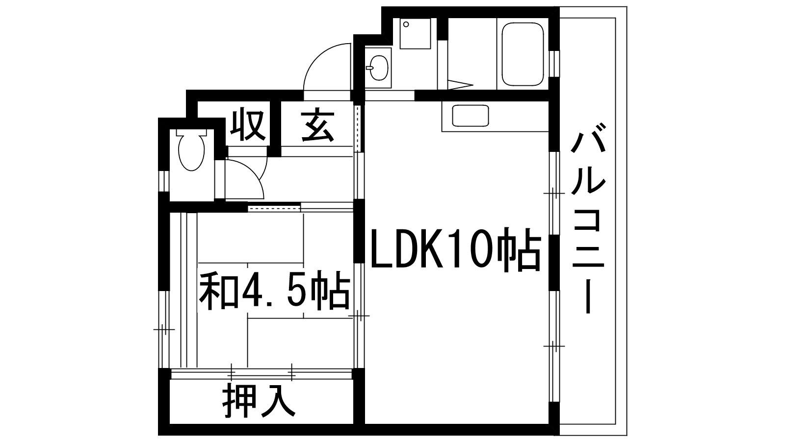 逆瀬川4号棟(1LDK/4階)の間取り写真