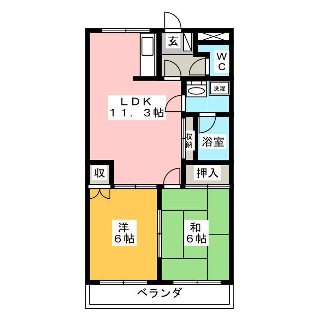 メイプルタウン(2LDK/1階)の間取り写真